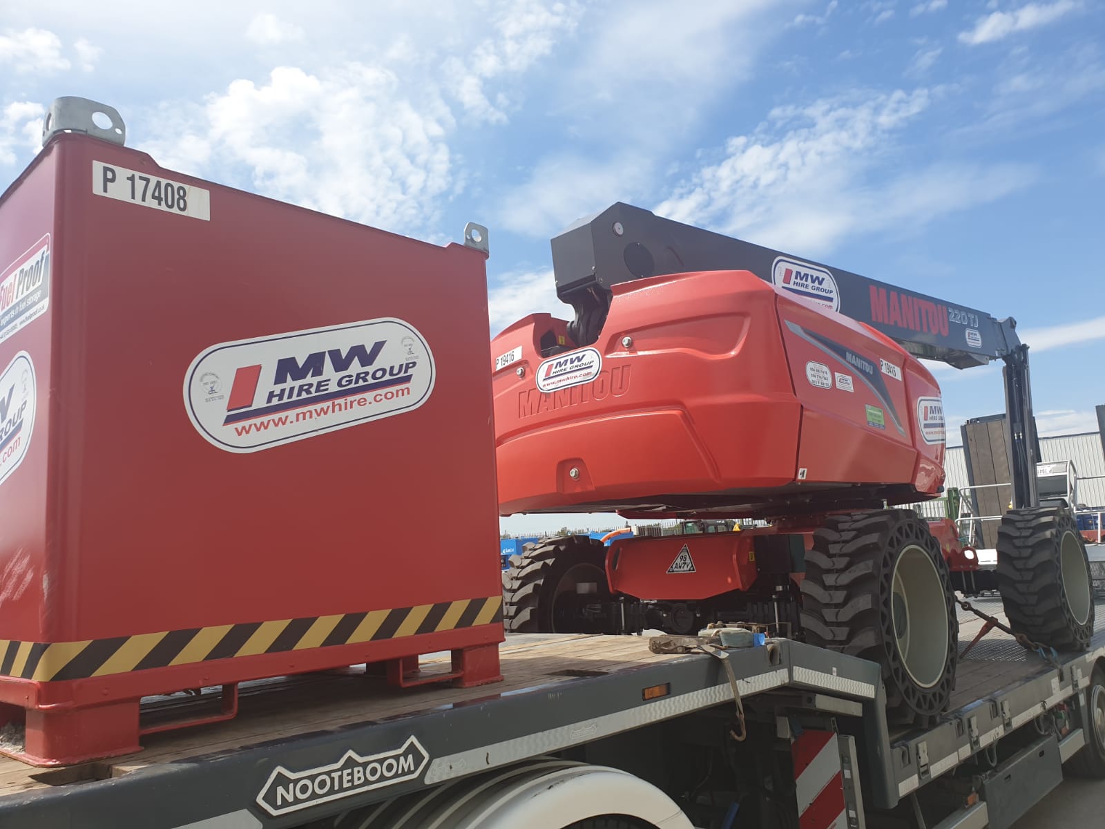 New fuel tanks...SOLD... loaded with a new 22 meter Manitou boom heading out on hire